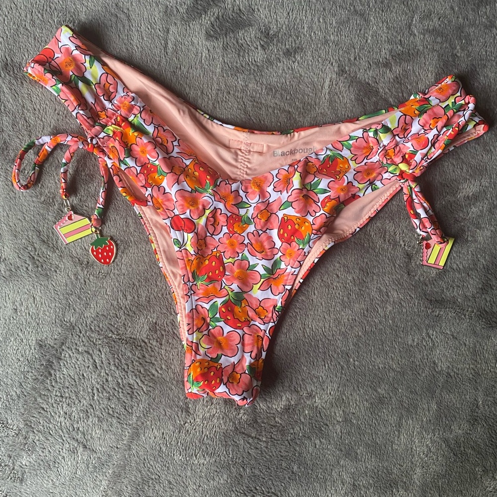 Balckbough Swim Floral Bikini Bottom with Side Ties